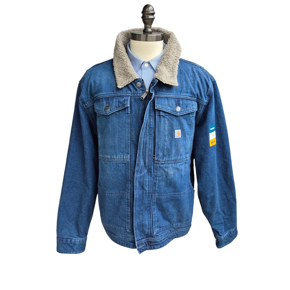 Carhartt Mens Relaxed Fit Denim Sherpa‎ Lined Jacket Blue XL Relaxed Fit Jacket
